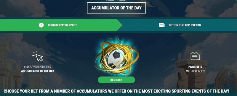 Accumulator of the Day Bonus at 22Bet