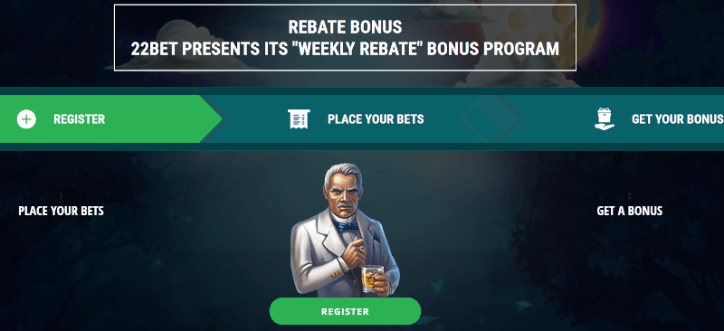 Rebate Bonus at 22Bet